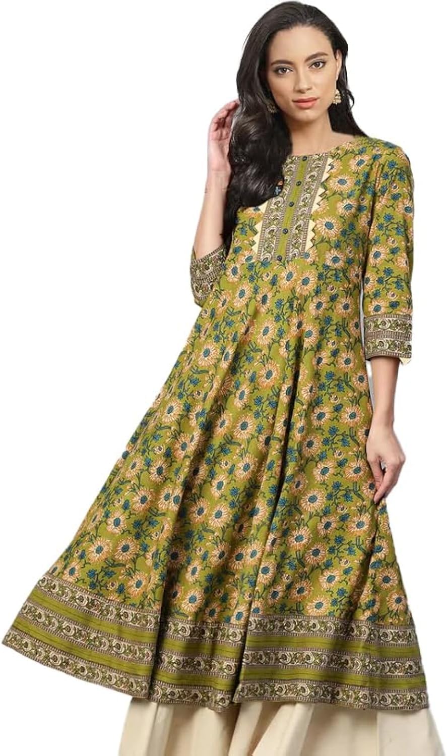 Yash GalleryWomen's Cotton Floral Print Anarkali Kurta for Women