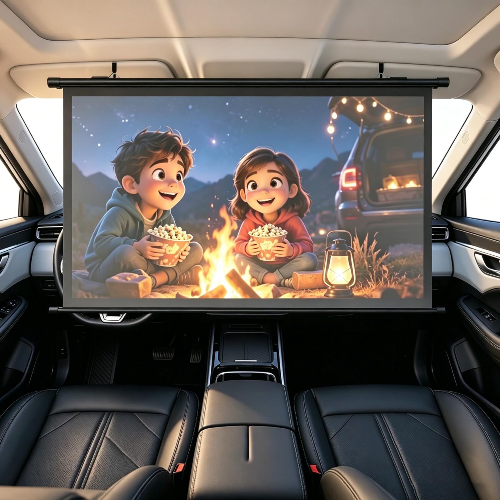Mini Schermo di Proiezione Manuale Retrattile per Auto e SUV, Schermo Portatile per Proiettore Formato Ridotto 16:9, 4K HD, Ideale per Auto, Viaggi e Campeggio