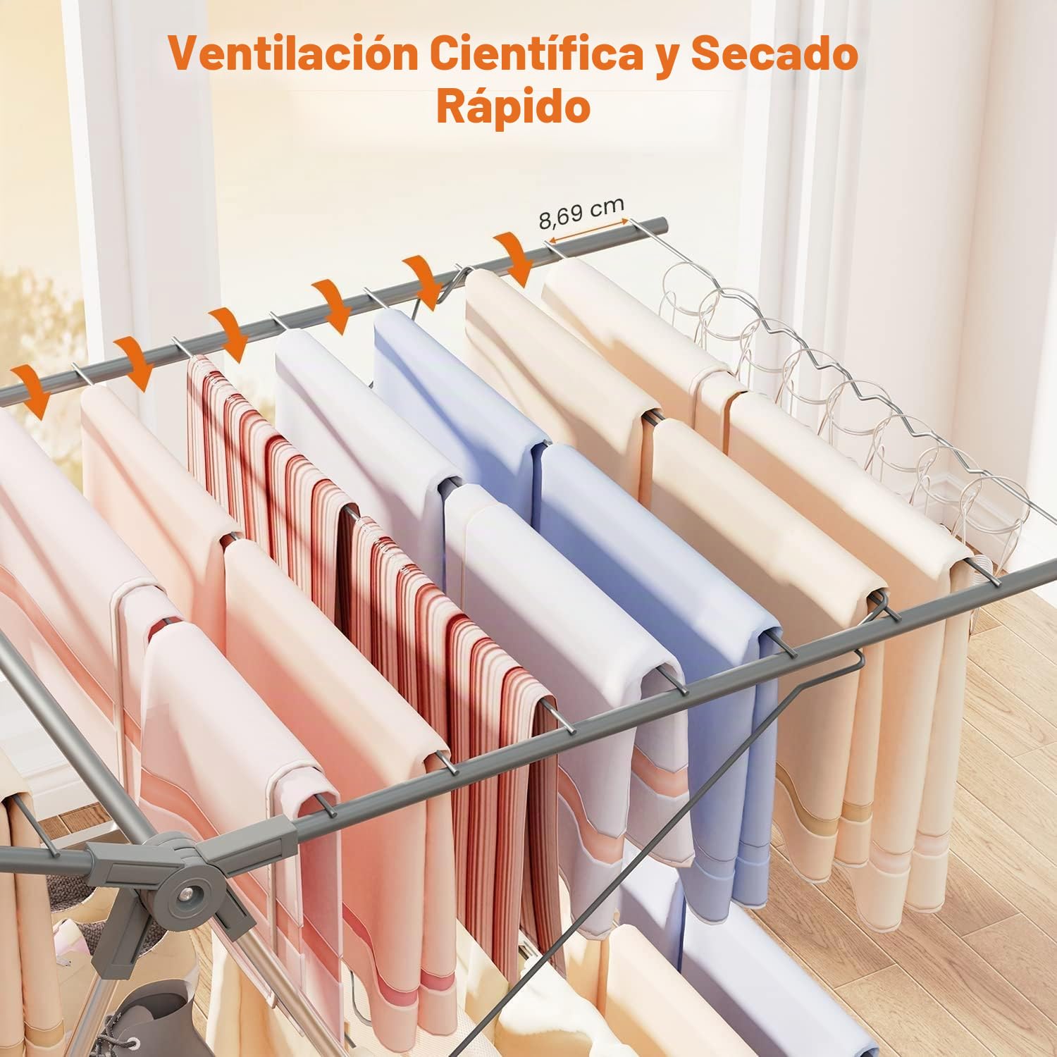 Innotic Tendederos Plegables de alas de 2 Niveles, Plegado o desplegado en 3 Segundos, Grande Espacio de Secado, Ahorra Espacio tendedero de Ropa para Exterior y Interior