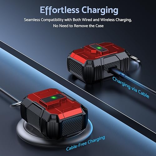 Miniatura 3 de DASFOND Armor - Funda rígida de grado militar para Airpods Pro, protección de cuerpo completo a prueba de golpes, soporte de carga inalámbrica con