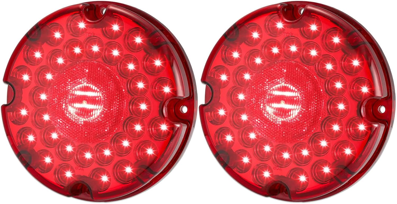 7" Round Transit Stop Turn Tail Lights Red LED Brake Lights with Built-in Reflex Lens for Skoolie School Bus Tail Lights 2Pcs