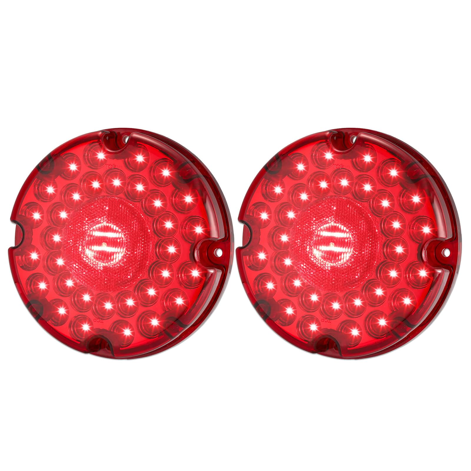 7" Round Transit Stop Turn Tail Lights Red LED Brake Lights with Built-in Reflex Lens for Skoolie School Bus Tail Lights 2Pcs