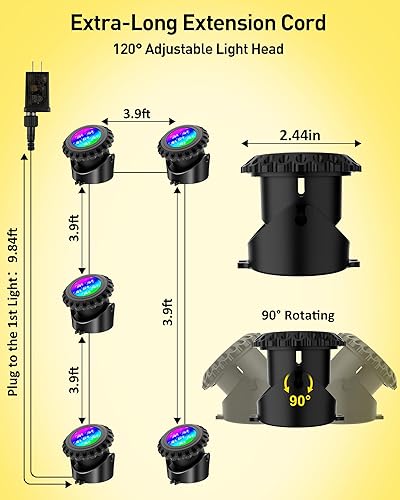 Miniatura 2 de T-SUN Luz de estanque LED sumergible subacuática para fuente, luces de fuente subacuática, luces de estanque de peces, cambio de color, IP68