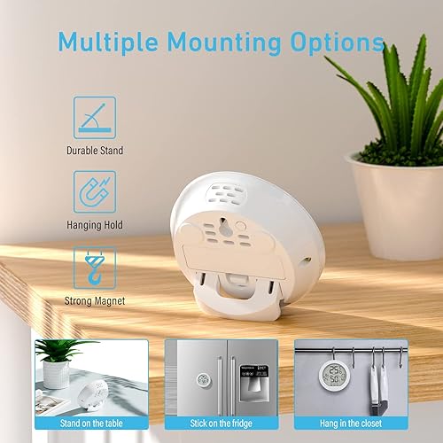 Miniatura 5 de Higrómetro digital, paquete de 3 termómetros de habitación y medidor de humedad, higrómetro LCD con registros máximos y mínimos (blanco)