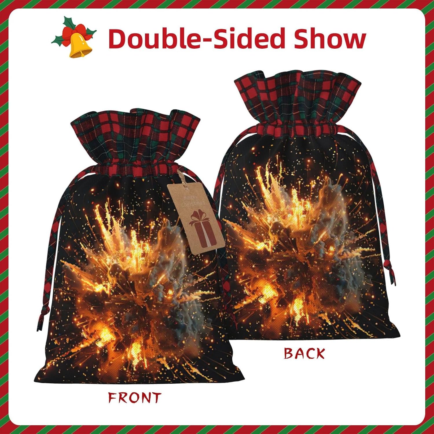 DRTGEDS Explosion Firework 3d Sturdy Drawstring Bag 4.7x6.9in Fashionable And Practical Gift Bag For Daily Necessities 1pcs image 3