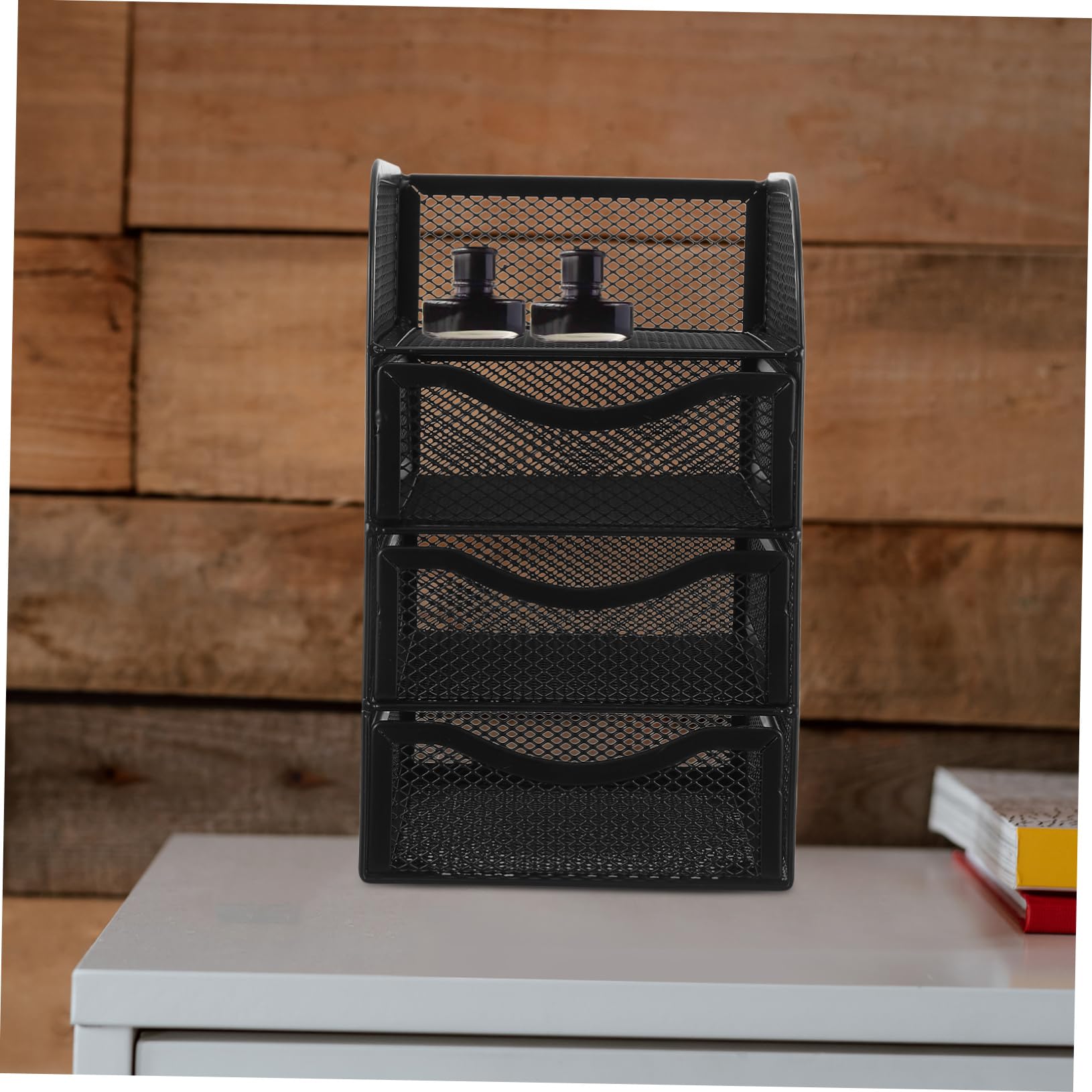 Scatola Portapenne da Scrivania Contenitore per Ufficio Multifunzione Scatola Portaoggetti in Stile Cassetto per Telefono Penne Matite Gomme Cuffie Posate Ecc