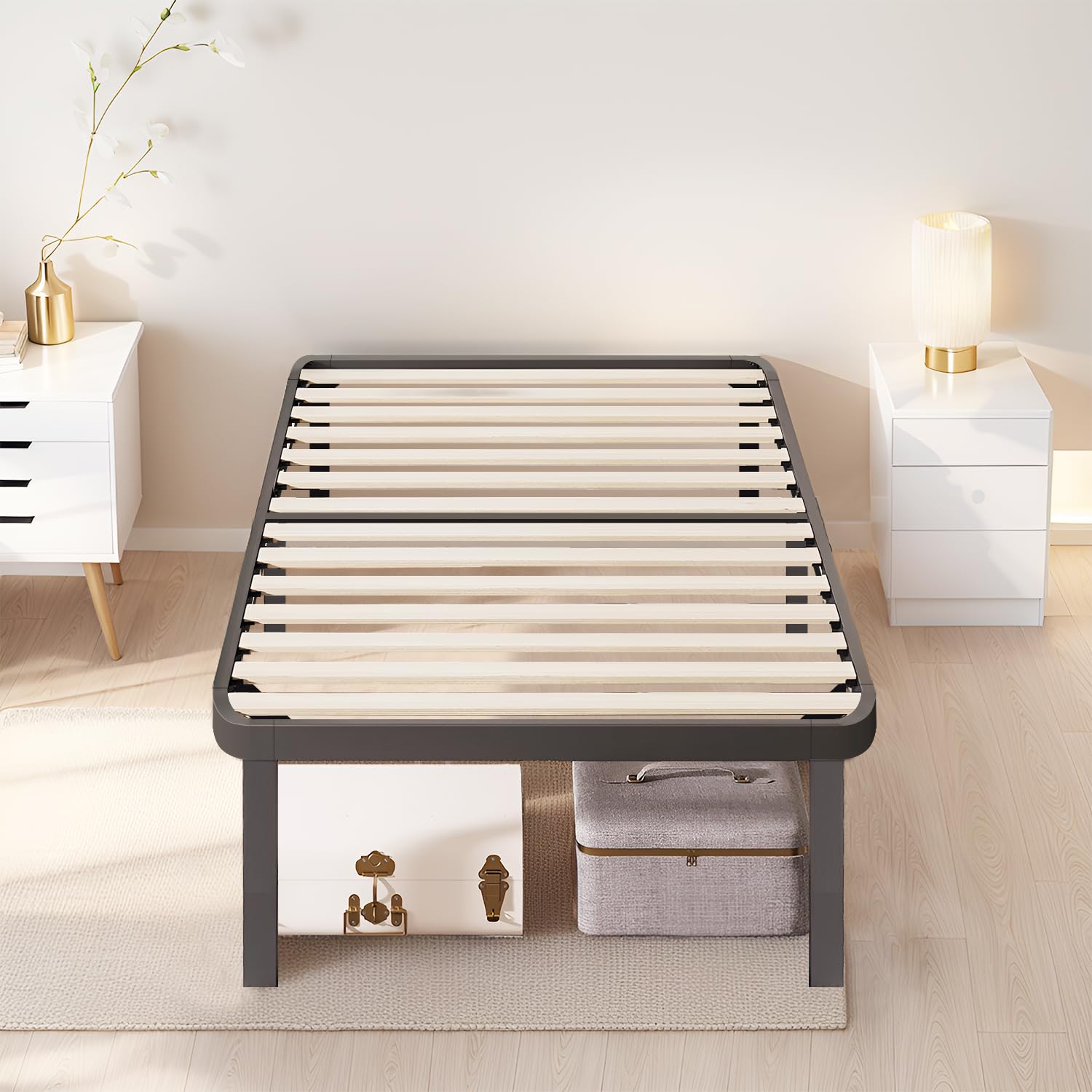 Luxirest - Sommier 90x190 | Sommier à Lattes avec 6 Pieds | 14 Lattes | Résistant et Confortable | Montage Rapide et Facile