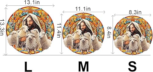 Miniatura 6 de WOODBESTS Rompecabezas de madera para adultos, rompecabezas de hombre y oveja (M, 170 piezas, 11.4 x 11.1 pulgadas), hermosa caja de madera,