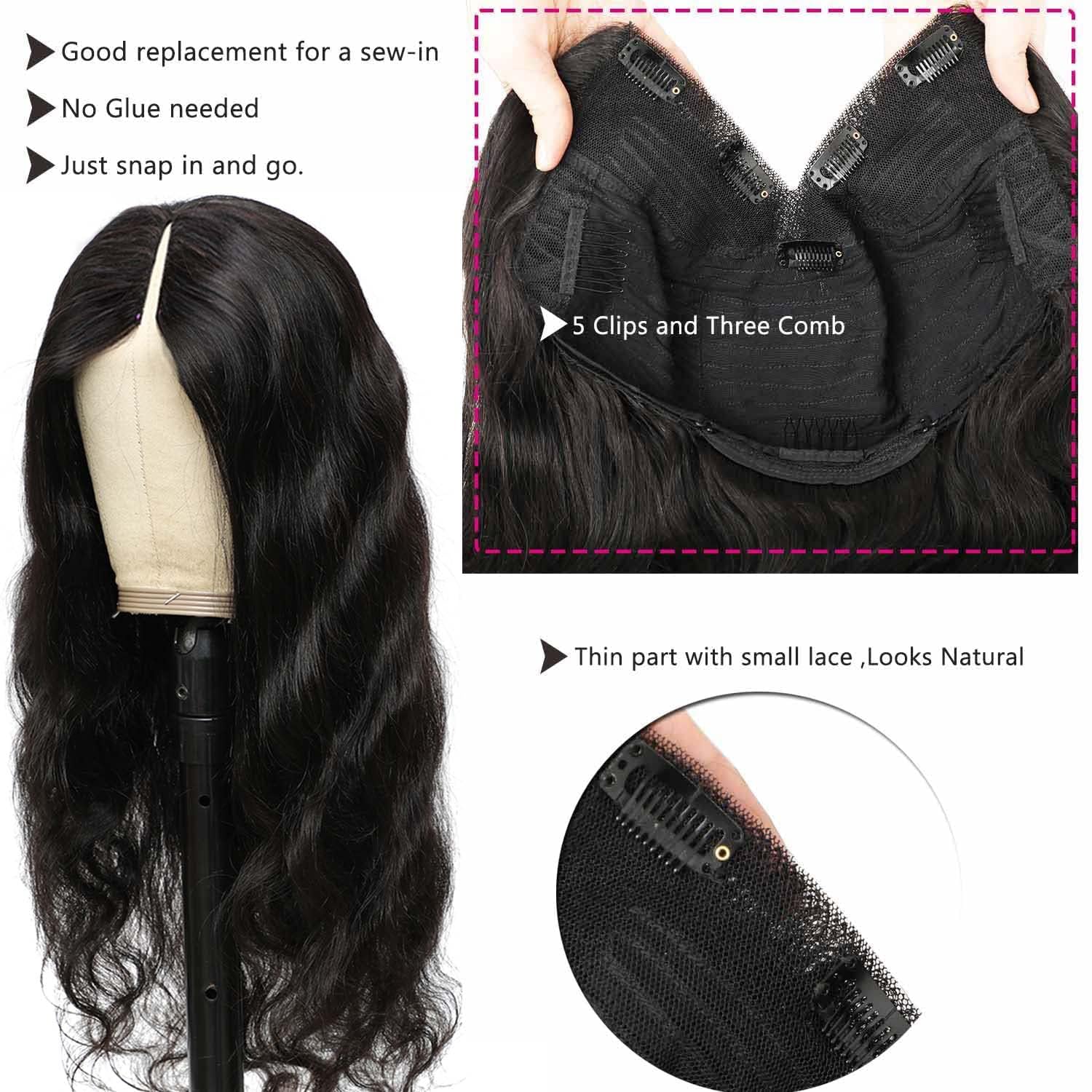 Body Wave VPart U Part Wigs Human Hair Brazilian Virgin Wigs For Black Women Glueless No Leave Out Lace Front Wigs 24inch - Image 4