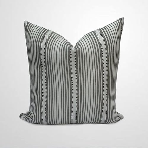 ArogGeld Moncorvo - Funda de cojín gris pizarra a rayas grises, almohada decorativa de doble cara para decoración de casa de campo, para sala de
