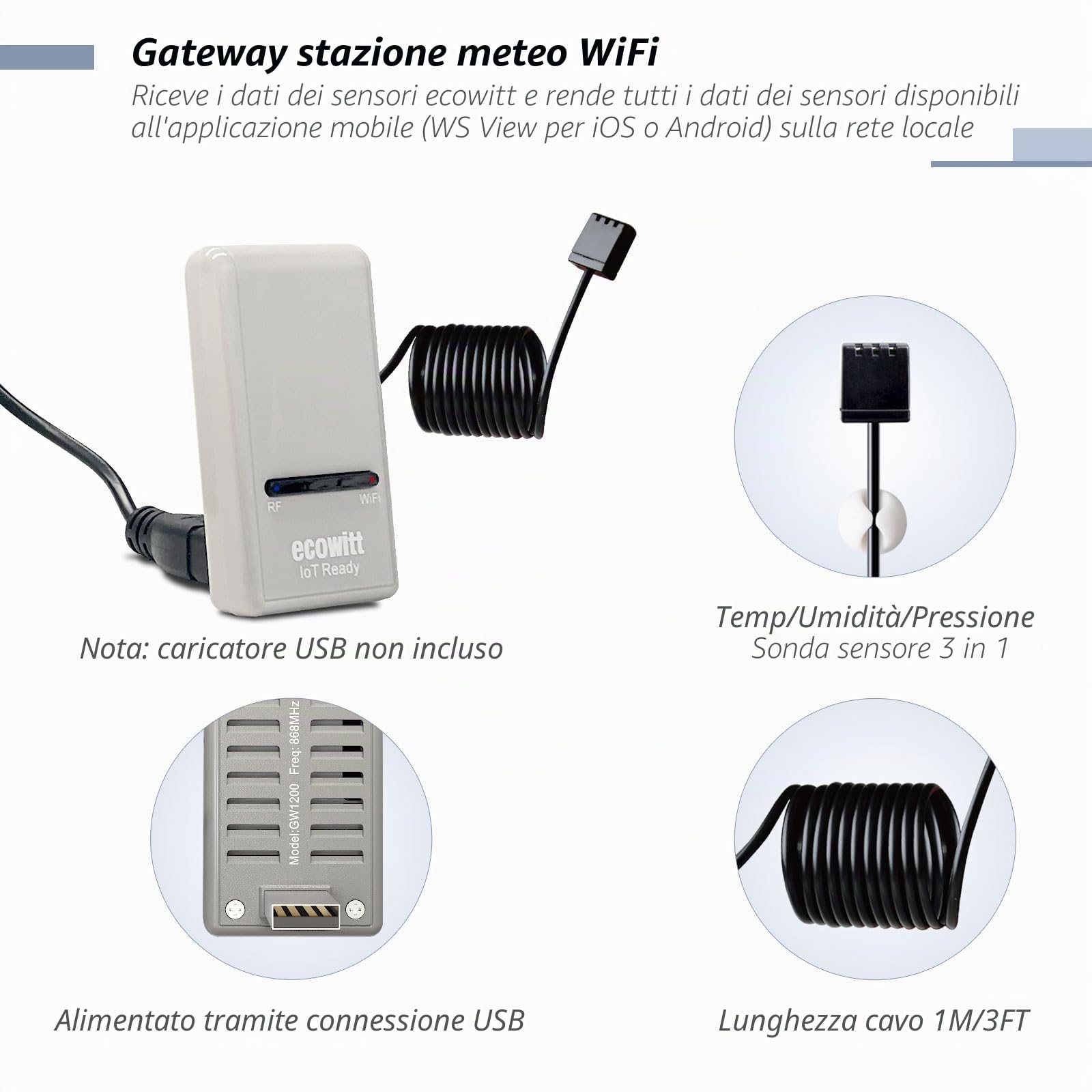 ECOWITT Timer Irrigazione giardino WFC01, Timer per l'irrigazione della con APP, Programmatore irrigazione a batteria Wifi GW1200, controller per l'irrigazione agricola impermeabile