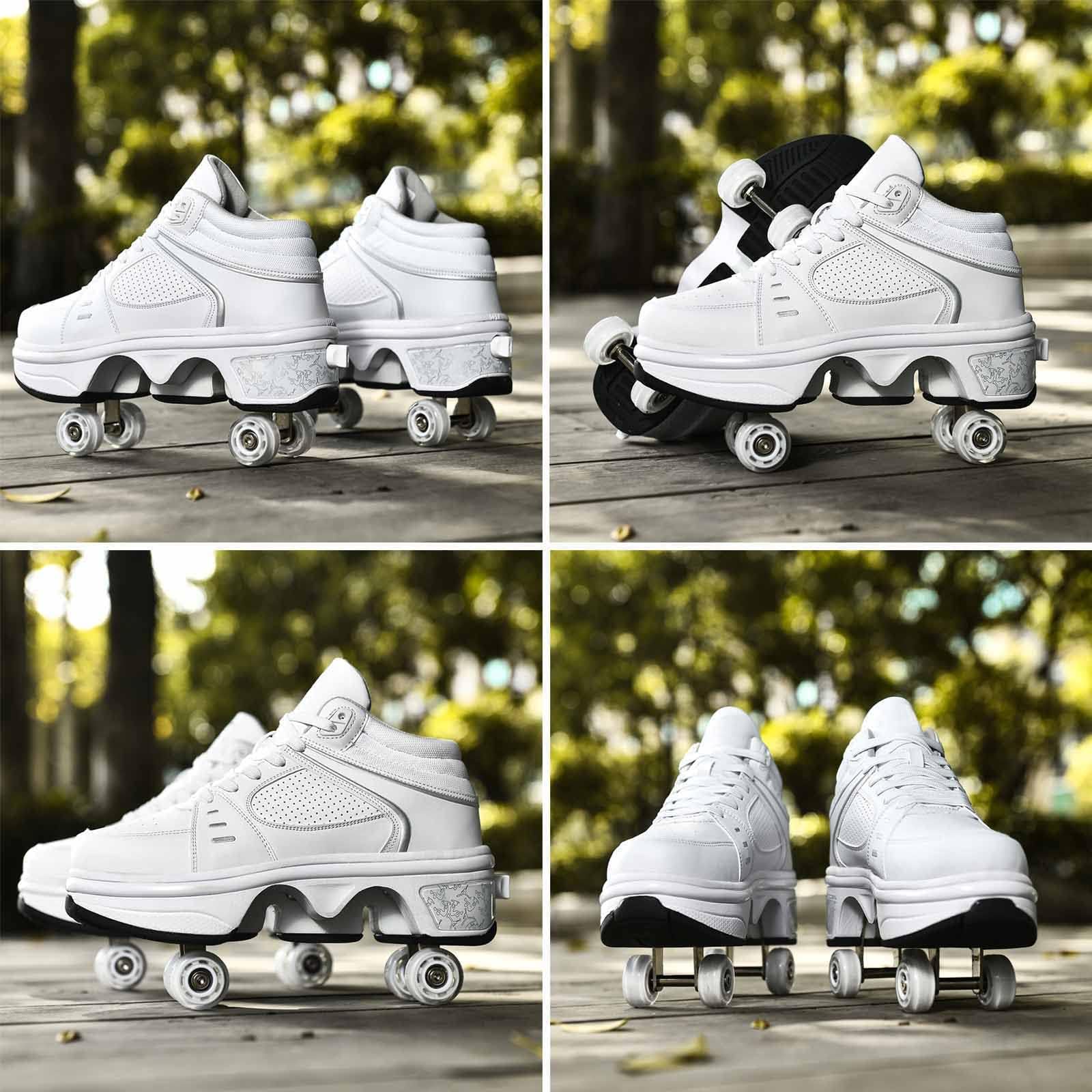 Schuhe Mit Rollen für Mädchen, Rollschuhe Damen Mit Einziehbaren Rädern,Roller Skate Shoes Als Weihnachts- und Geburtstagsgeschenke