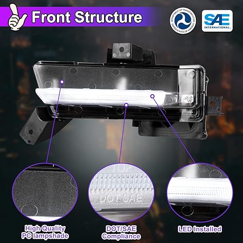 Miniatura 5 de Nixon Offroad Juego de luces antiniebla para Chevy Camaro 2016-2018, juego de luces antiniebla de conducción, 1 par (lente transparente)