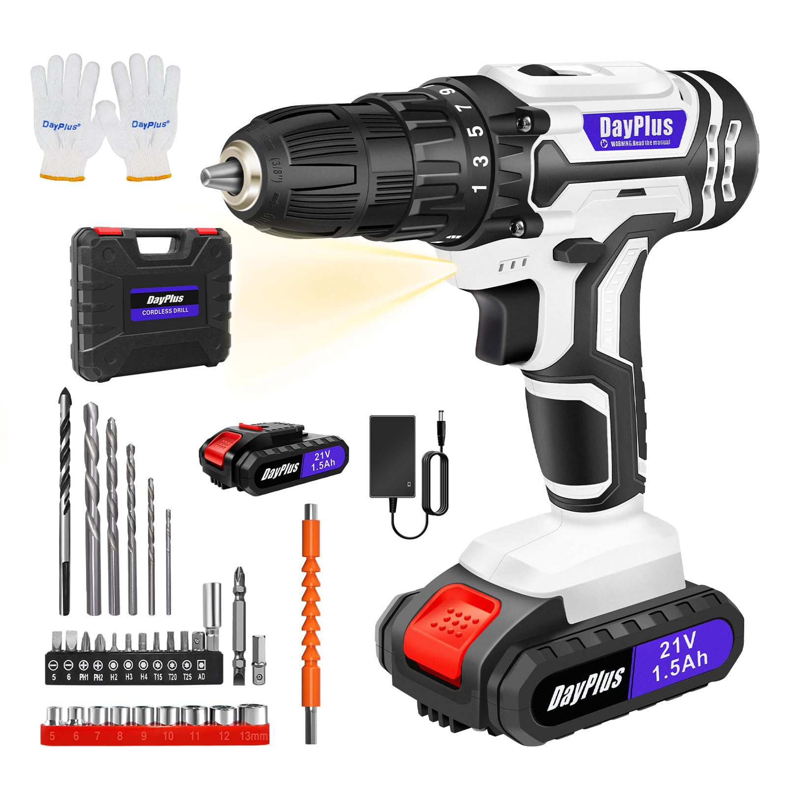 Trapano Avvitatore A Batteria 21V | 40N.m | 2 Batterie | 24 Accessori | Per Casa E Giardino - Foto 5