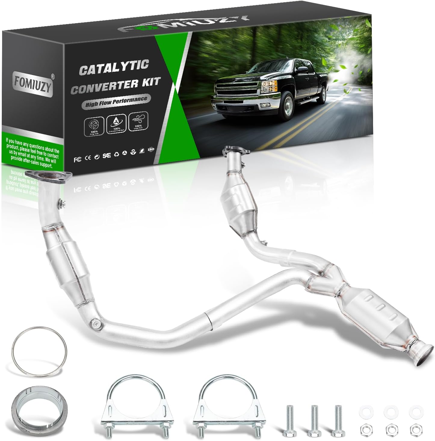 Front Catalytic Converter Kit Direct-Fit Chevy Silverado GMC Sierra 1500 1999 2000 2001 2002 2003 2004 2005 2006 Avalanche Suburban Tahoe Yukon XL Cadillac Escalade 4.3L 4.8L 5.3L