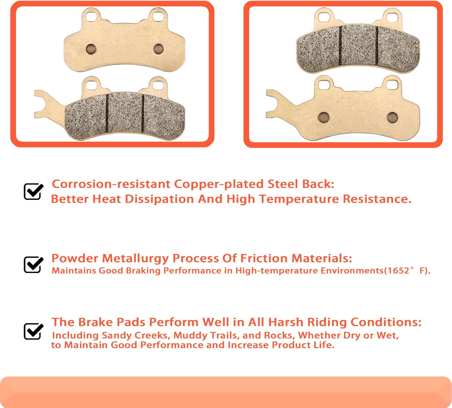 Sintered Front Rear Brake Pads for Can-Am Maverick X3, X3 Max 4x4 2017-2024, Maverick Trail 800 1000 2018-2021 Maverick Sport 1000 1000R Sport MAX 2019-2021, Turbo R, Defender Max/Pro/6x6