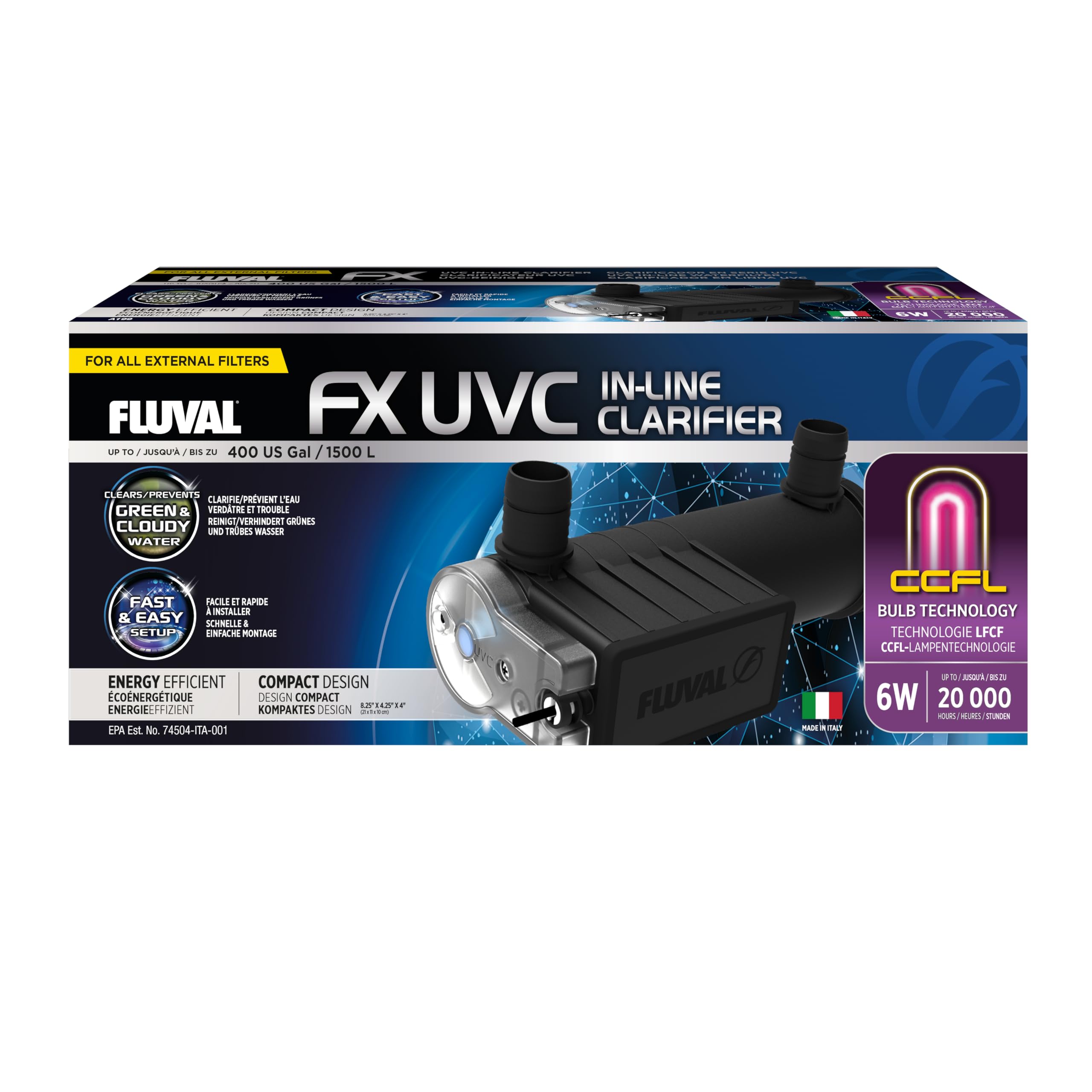 Clarificador UVC de Acuarios para Filtros Fluvla FX, 6W
