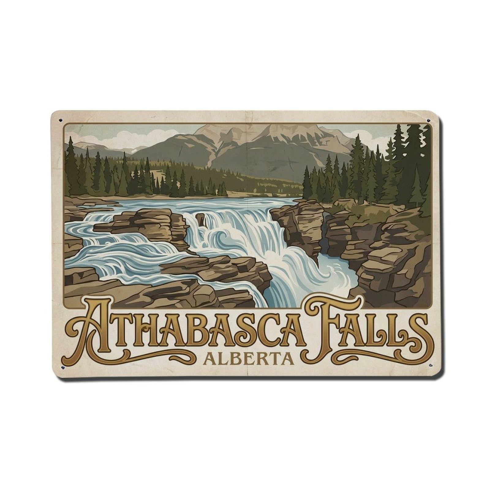 Cxhjca 8X12inch(20X30cm) Retro Travel Canada Athabasca Falls Metal Tin Sign