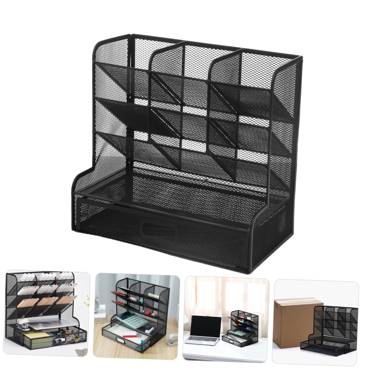SHINEOFI Organizer Per Articoli Artistici Portapenne in Metallo Design Rete Contenitore Portaoggetti Per Penne Matite Forbici e Altri Materiali Scolastici