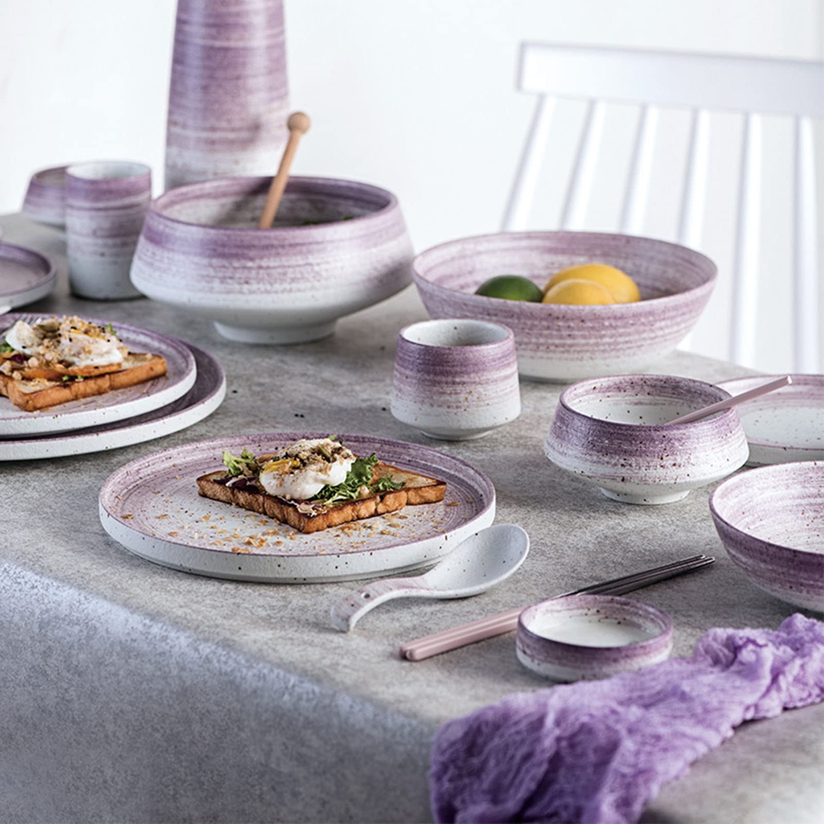 55-częściowy zestaw naczyń obiadowych z kamionki, zestawy obiadowe z porcelany, zestaw obiadowy, zestaw naczyń ceramicznych, zestawy talerzy i misek, komplet naczyń obiadowych, serwis dla 8 osób,