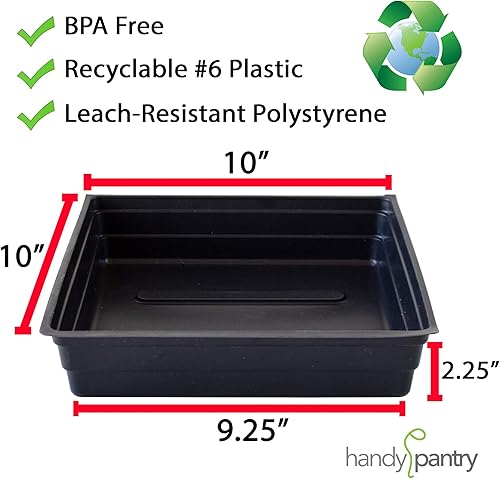 Miniatura 2 de Paquete de 50 bandejas de cultivo de jardín 1010 sin agujeros de drenaje, bandejas de plástico de 10 x 10 pulgadas, sin agujeros, bandeja de
