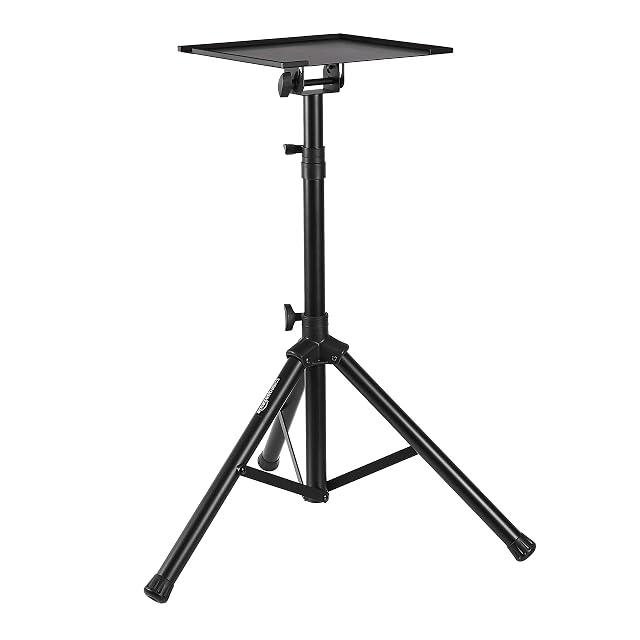 Amazon Basics Adjustable Height Portable Laptop Tripod Stand for Workstation DJ Equipment Projector or Mixer Black
