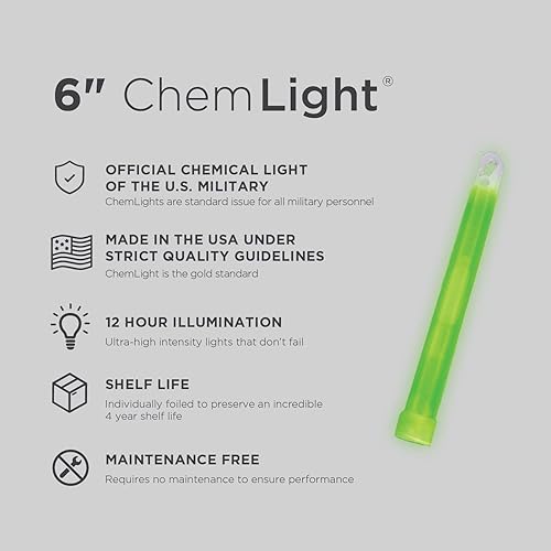 Miniatura 16 de Barras de luz química de grado militar Cyalume ChemLight, 10, Amarillo, 10