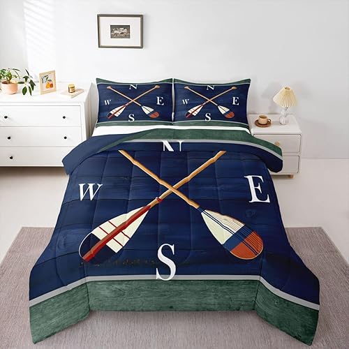 Miniatura 16 de Juego de edredón de decoración de casa de lago para dormitorio, ropa de cama de remo de lago, juego de ropa de cama de cabaña vintage con diseño