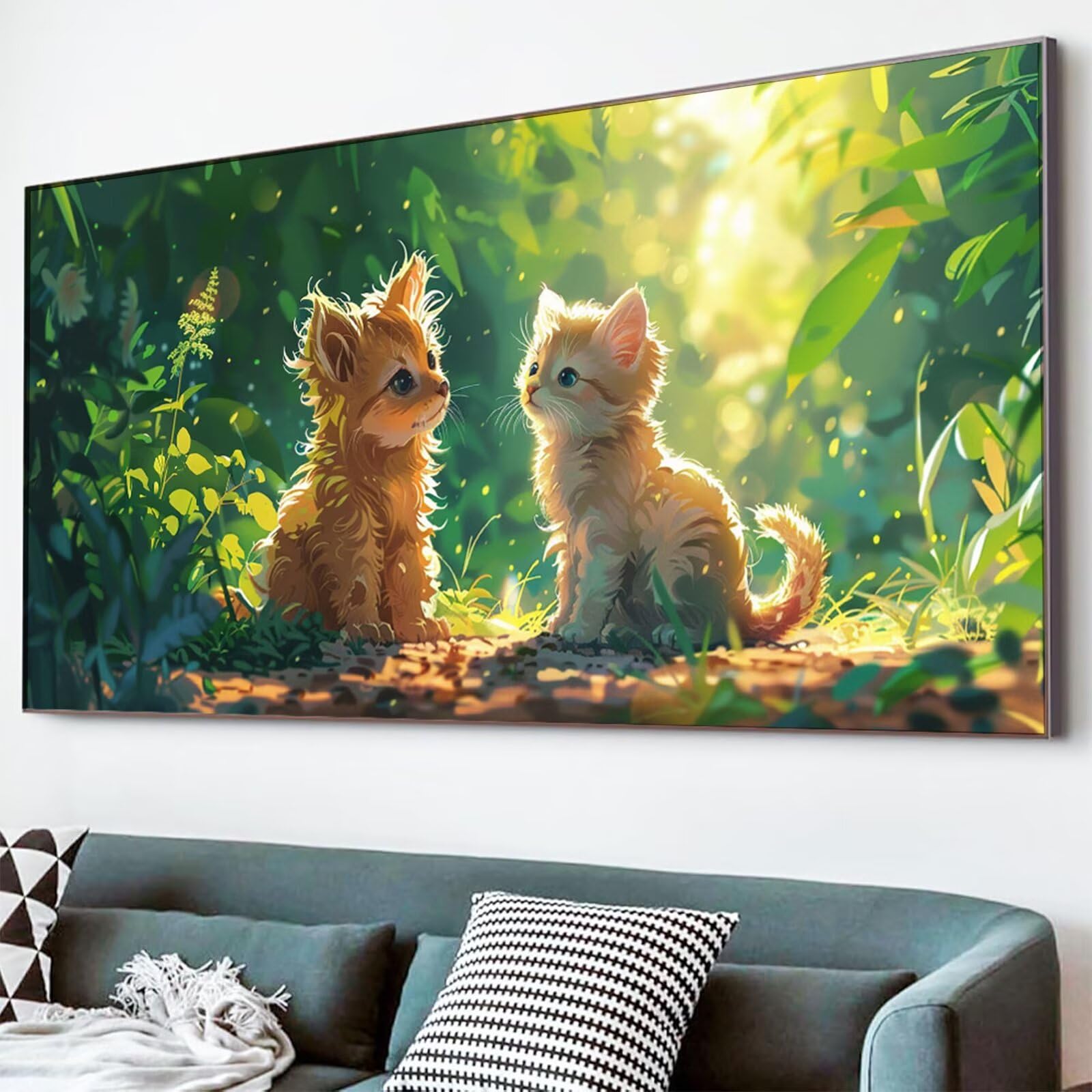 Diamond Painting Hund Diamond Painting Erwachsene Katze Bastelset Kinder ab 6 Jahre Mosaikherstellung Kreatives Geschenke für Mädchen Anfänger, Diamant Strass Kreuzstich Zimmer Deko 60x120cm Y5-521
