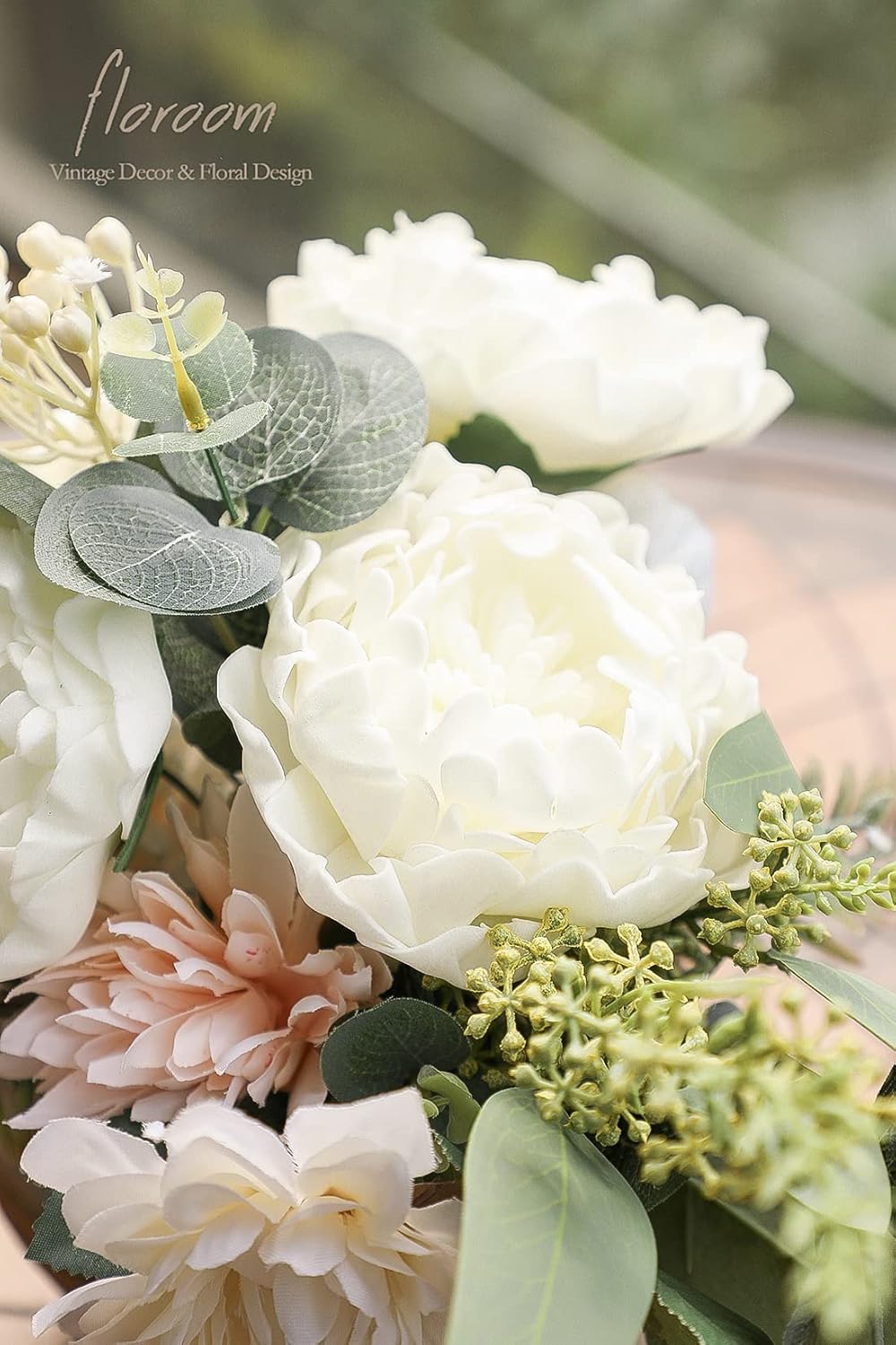 Floroom Artificial Flowers 16pcs 4" Ivory Blooming Peonies Real Looking Foam Fake Peony with Stems for DIY Wedding Bouquets Bridal Shower Centerpieces Floral Arrangements Party Tables Home Decorations - Image 2