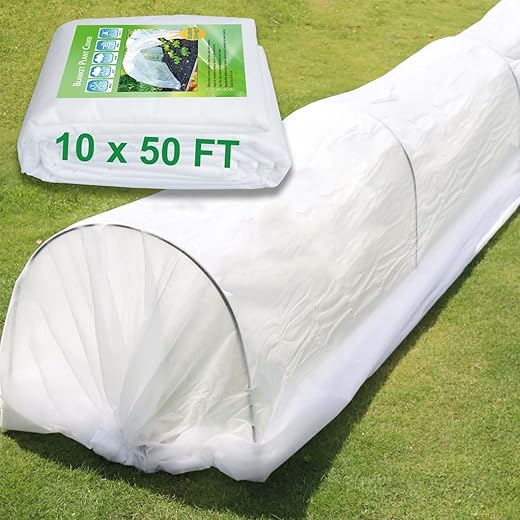 KLEWEE Plant Covers Freeze Protection 10 x 50 Ft, 1.05 oz/yd² Thicker Frost Cloth Plant Freeze Protection, Frost Blankets Covers for Outdoor Plants Winter Frost Protection, Garden Floating Row Covers