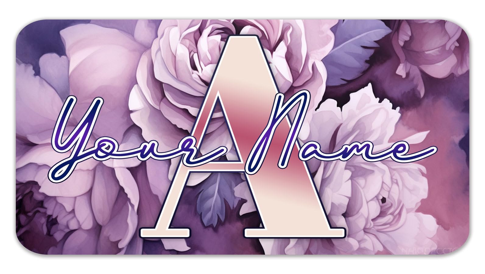 Bleu Reign Personalized Pet Feeding Mat Gradients Pattern Design Purple Floral Monochromatic 12x18 inches Ultra Absorbent