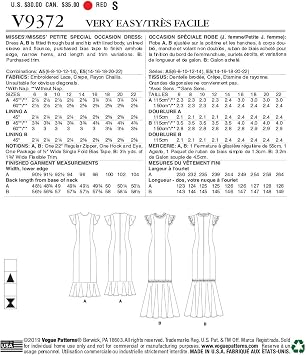 Vogue V9372E5 Very Easy Women's Petite Special Occasion Dress Sewing Patterns, Sizes 14-22, White