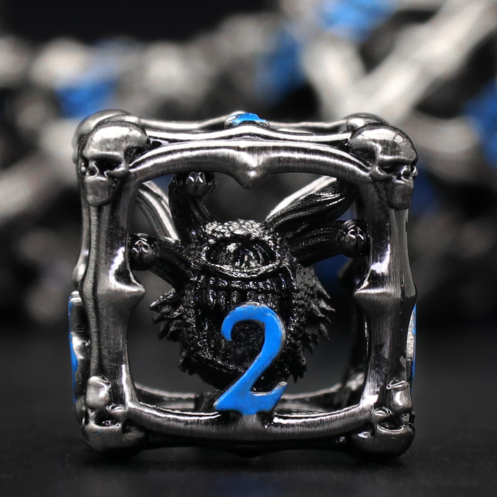 DND Würfel Set, Metall Beholder Dice Set, ZHOORQI W20 Polyedrische Würfel für Dungeons and Dragons, Spiel Würfelset Geschenk（Eye-Blue Number）