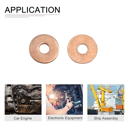 Miniatura 4 de DTGN Arandelas planas de sellado de cobre de 0.157 in x 0.472 in x 0.039 in (IDxODxT) - Paquete de 20 - Buenas para tornillos M4 de maquinaria