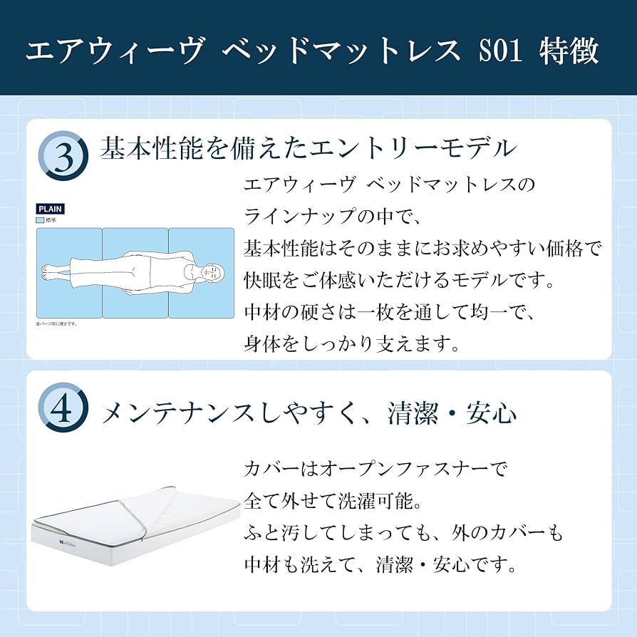 ポーラ エアヴィーヴ　シングル（説明書付） Amazon.co.jp: エアウィーヴ(airweave) マットレス シングル S01