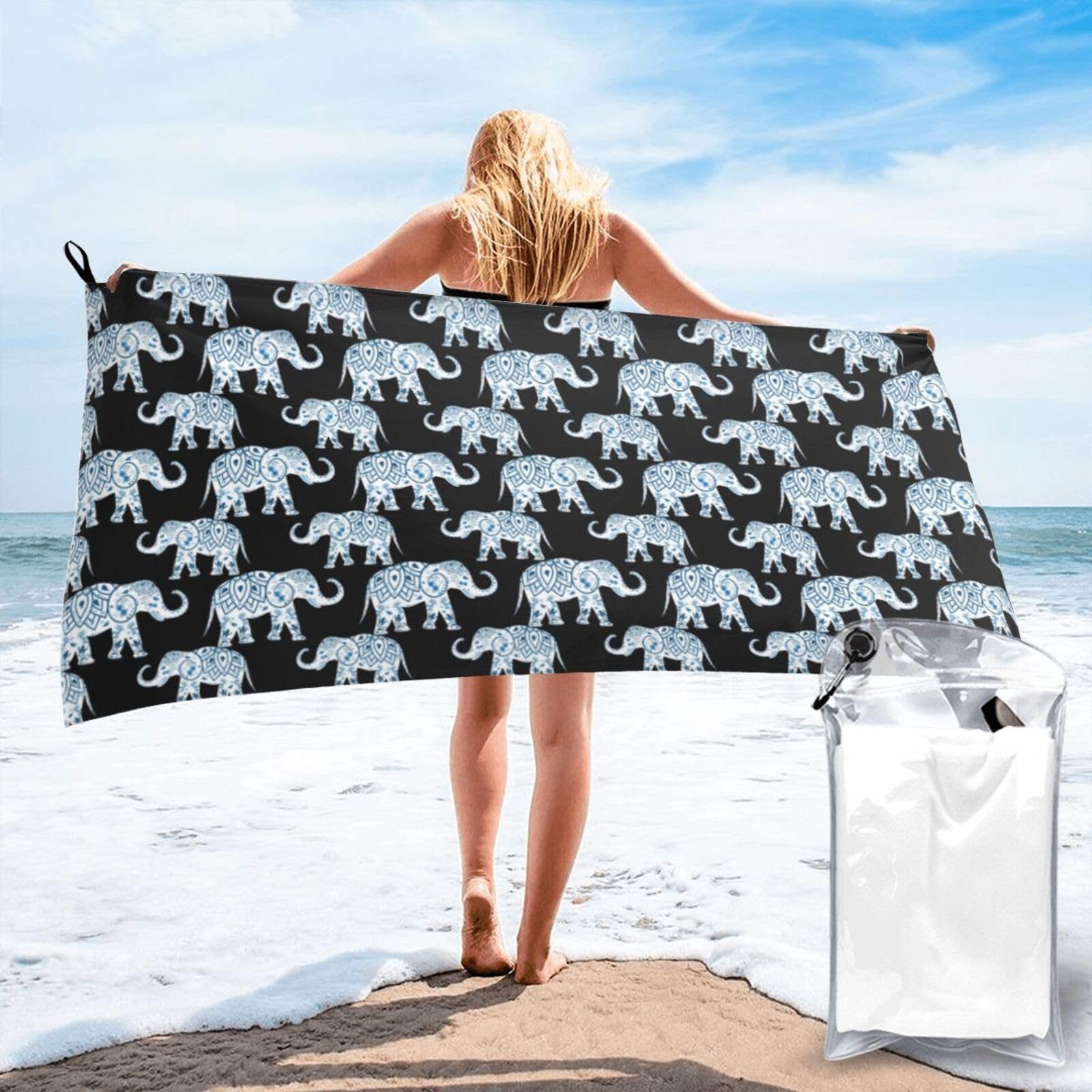Toalla de baño grande para playa y piscina con diseño de elefante