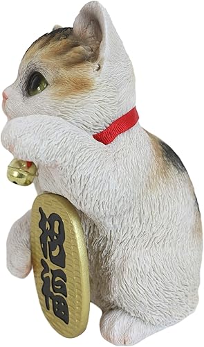 Miniatura 7 de Ebros - Figura de gato japonés Maneki Neko con collar de cascabel, 6.5 pulgadas de alto, figura coleccionable de gatos de la suerte (naranja tabby)