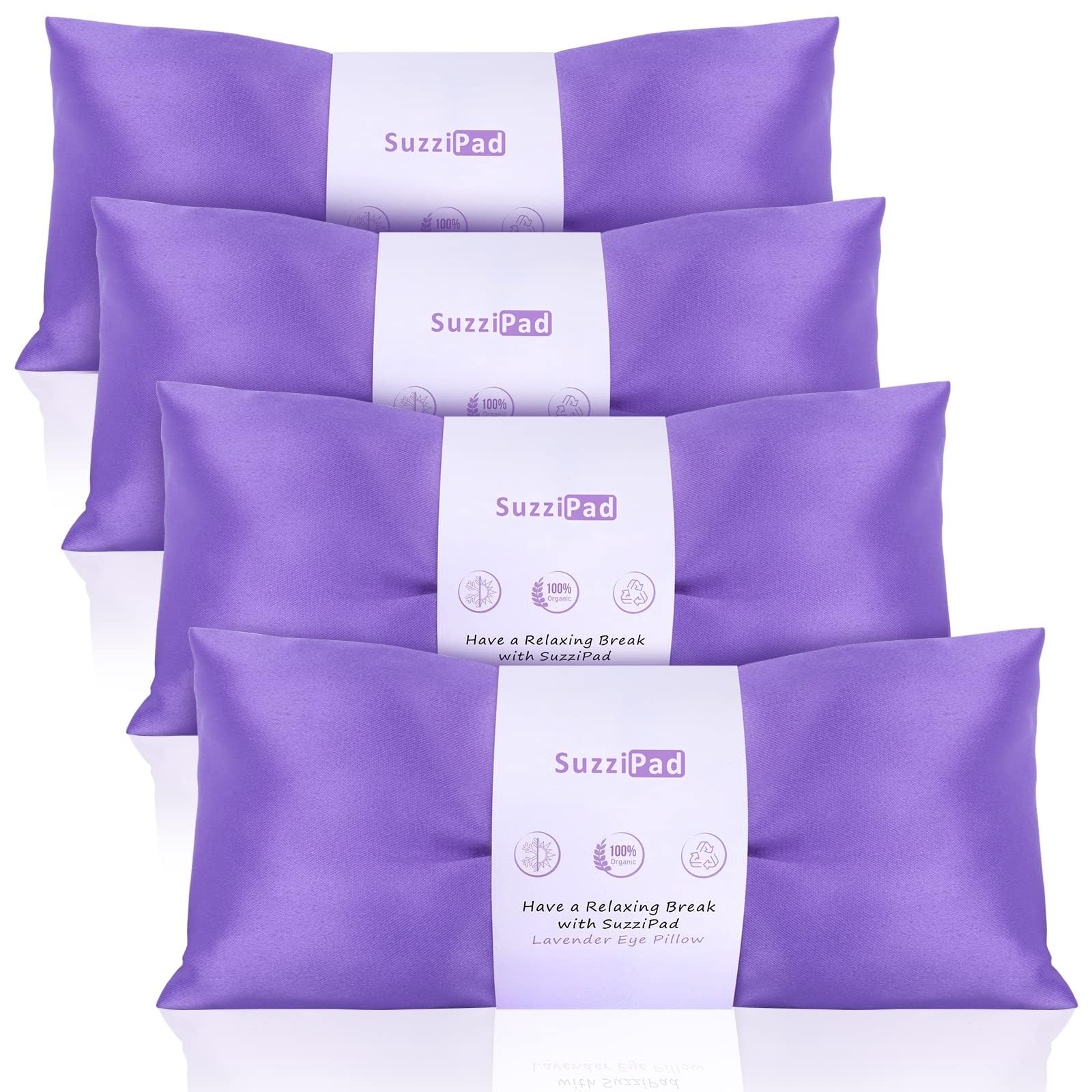 SuzziPad Lavender Eye Pillows for Relaxation with Aromatherapy, Weighted Mask for Sleeping, Hot & Cold Therapy Compress for Dry Eyes, Yoga Meditation
