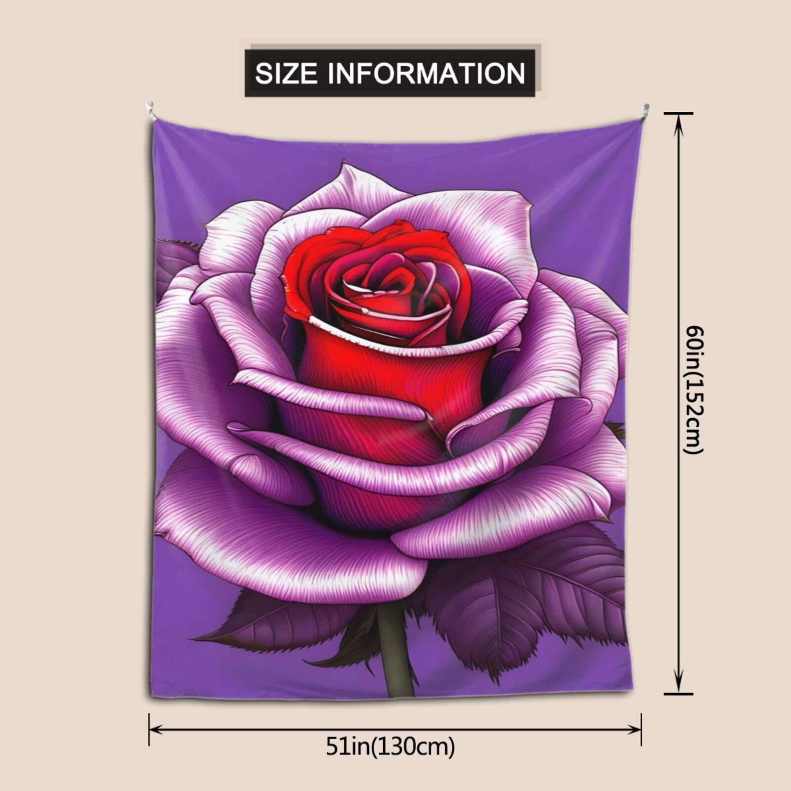 KAIOUS Arazzo Vintage Rose Rosse 127x147 Cm | Tappezzeria Murale Per Camera Da Letto Soggiorno Dormitorio