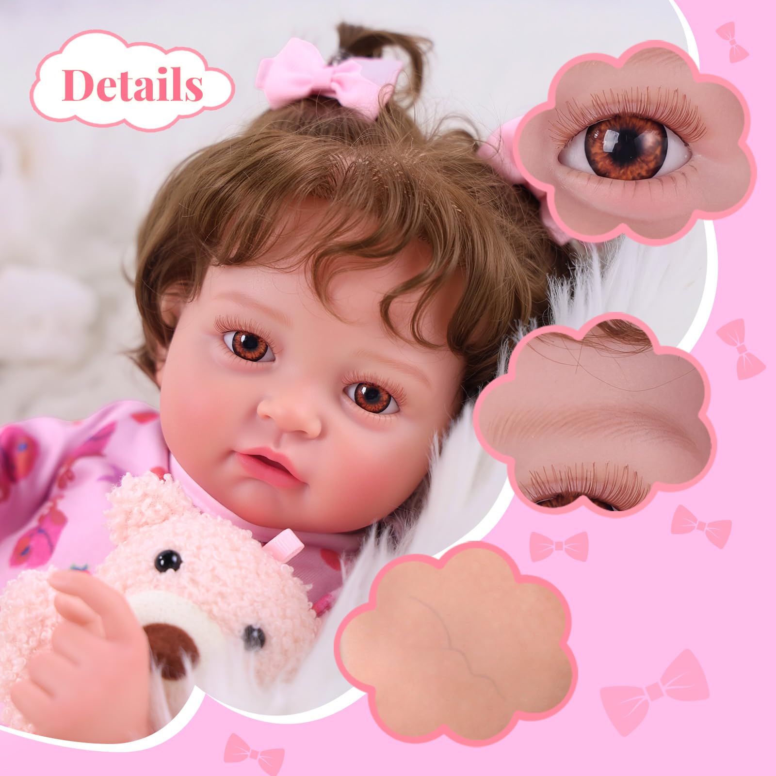 BABESIDE Reborn-Baby 20 Zoll Mädchen, Lebensechte Babypuppe Offene Augen | Realistische Reborn Puppe mit Weichem Stoffkörper und Vinylgliedmaßen, Zubehör Set, Geschenk für Kinder ab 3 Jahren