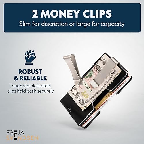 Miniatura 4 de Cartera de aluminio grabada para hombre, clip delgado para dinero y tarjetero con acabado grabado. Bloqueo RFID mejorado, carteras compactas, únicas