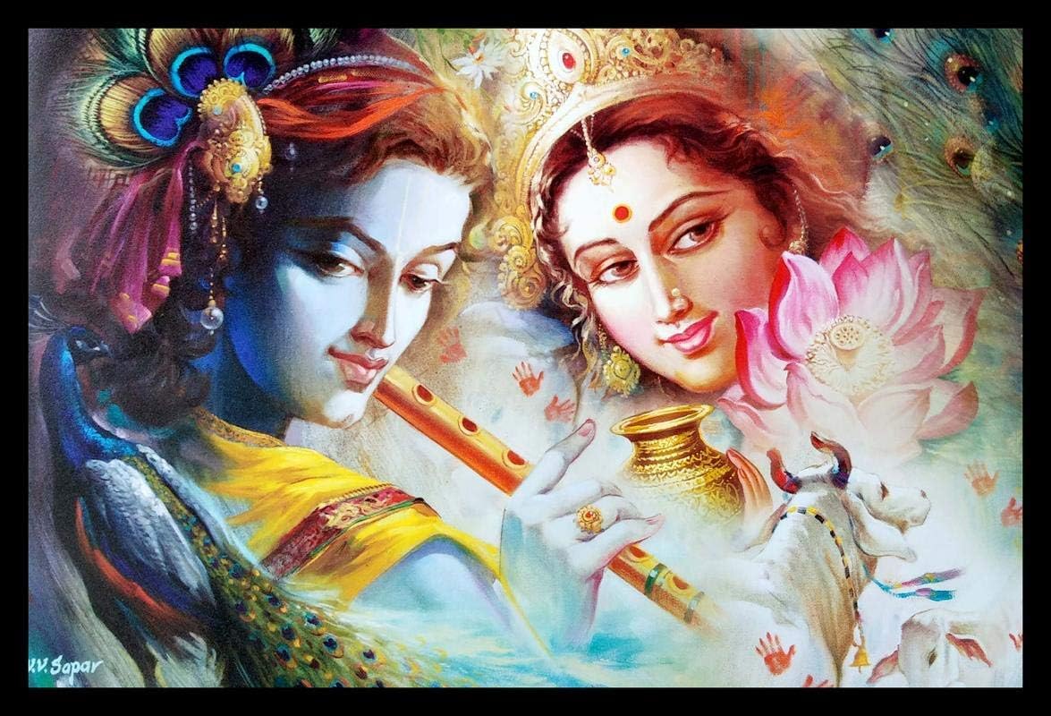 PAF Radha Krishna Painting with Frame for Home décor (Size 12 x 18)