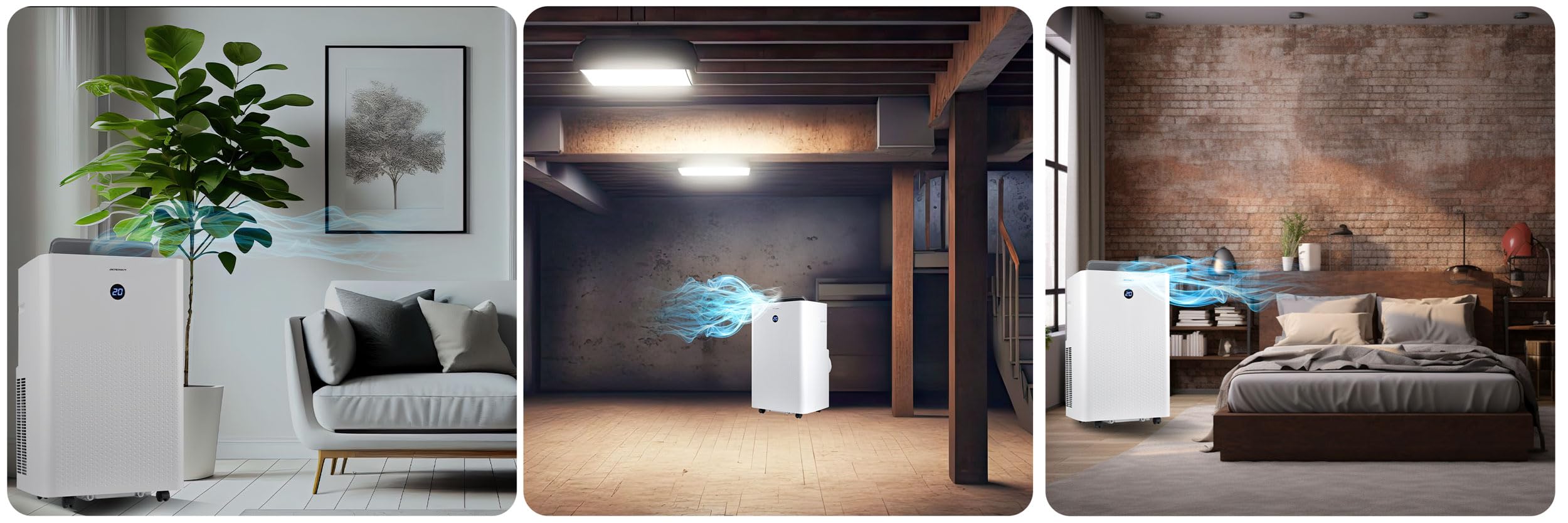 Berdsen Klimatyzator Przenośny 5w1-14000 BTU - Chłodzenie Ogrzewanie Osuszanie Wentylacja Tryb Snu - Aplikacja Tuya Smart - Energooszczędny