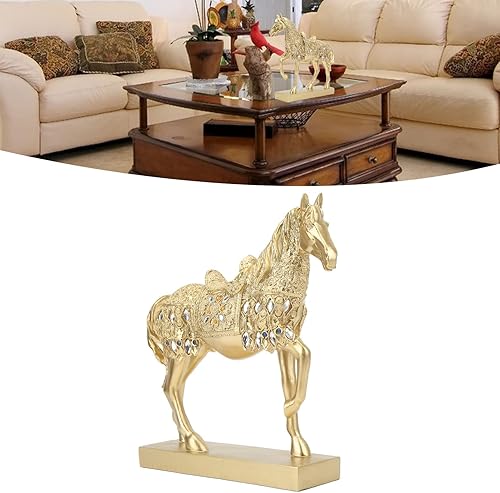Miniatura 2 de Adornos de caballos de escritorio, decoración de caballos dorados, estatua de caballo caminante, arte animal, figuritas y estatua, adorno decorativo