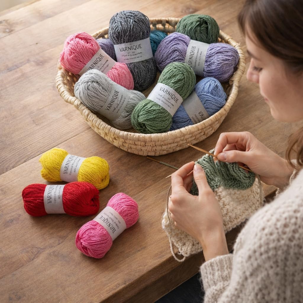 Lace Weight Wool Yarn Gift Set – 16 Colors (400g, 3,520 Yards) with Knitting Needle Set & Crochet Hook, 16 Mini Skeins (25g Each) for Knitting, Crochet & Colorwork (Vibrant Gift Set)