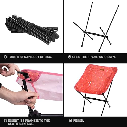 Miniatura 6 de Silla ligera Protable para jóvenes, tamaño plegable compacto de 15.7 x 4.7 pulgadas, solo pesa 2.6 libras, tela Oxford 600D, marco de aleación de