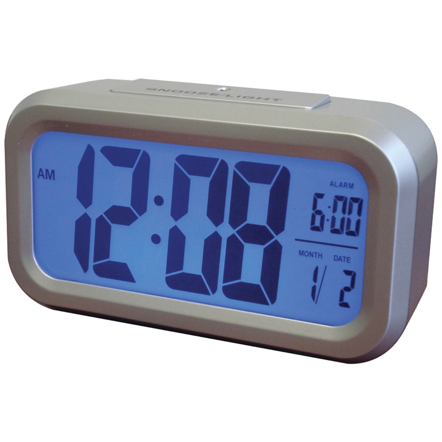 Smart Backlight Alarm Clock, Silver