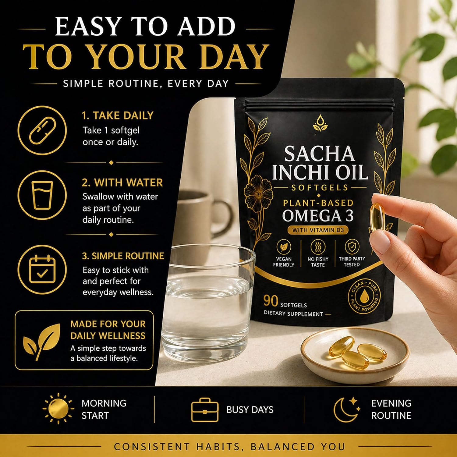 Sacha Inchi Oil, Cold-Pressed Seed Oil, Non-GMO, 90 ct (1)