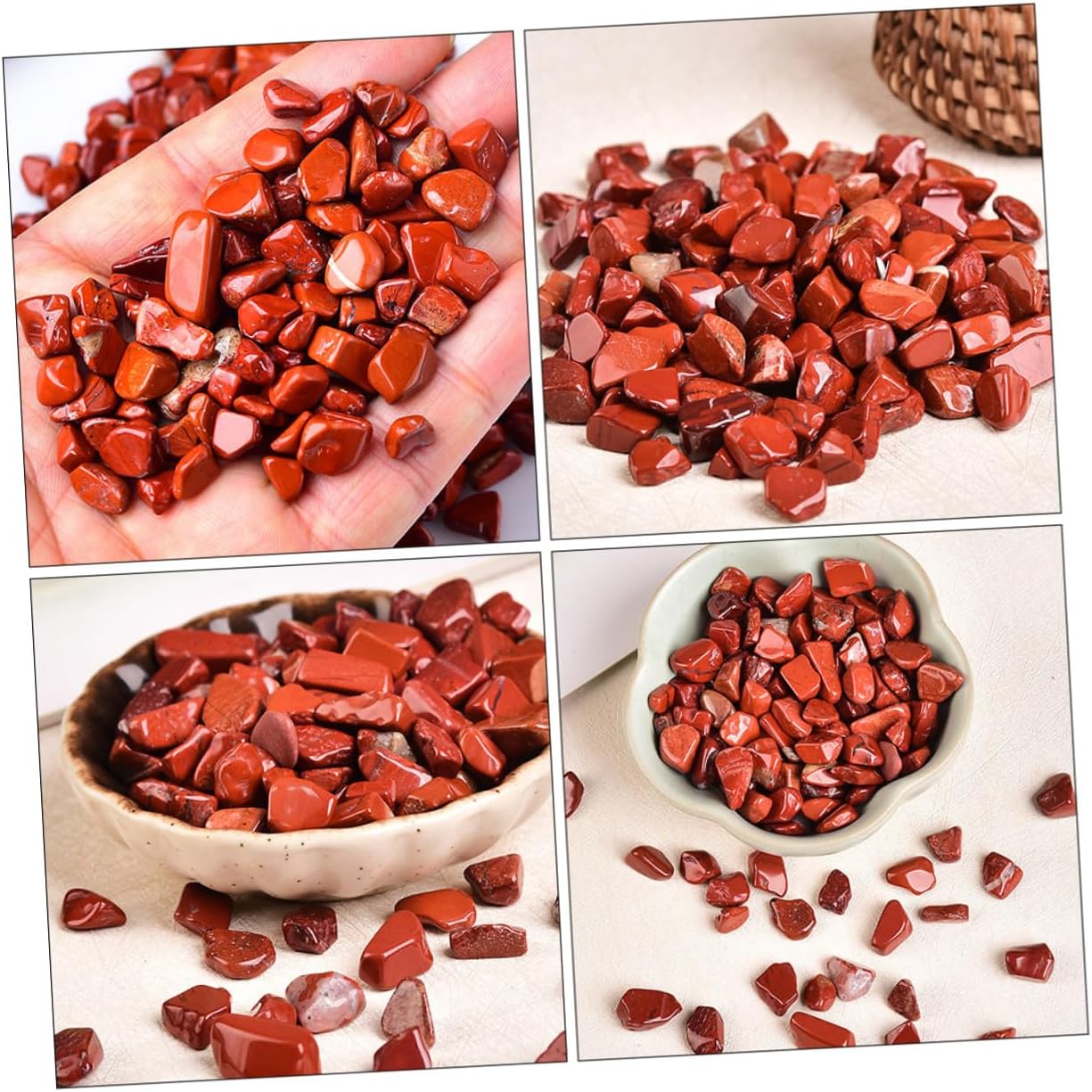 SHOWERORO Red Jasper Fish Tank Gravel 7-9mm Bulk Aquarium Decorative Stones Natural Terrarium Rocks 2lb for Freshwater and Saltwater Aquariums